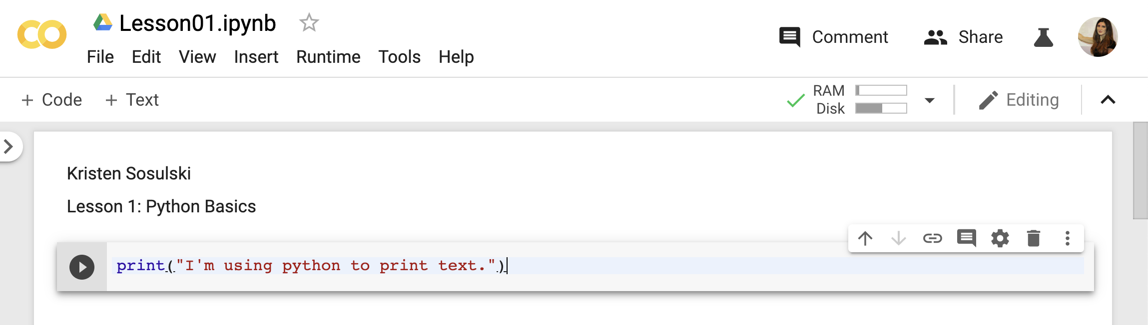 Adding a code cell to a python notebook